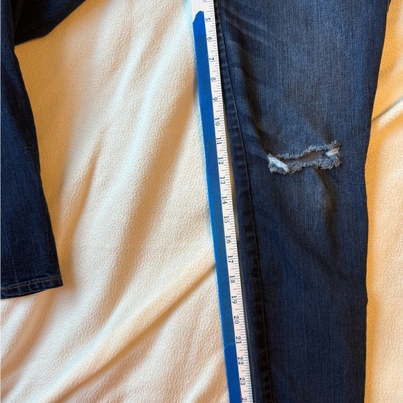 Women's Dark Blue Express Skinny Jean with zipper at bottom of pant leg - Picture 3 of 6